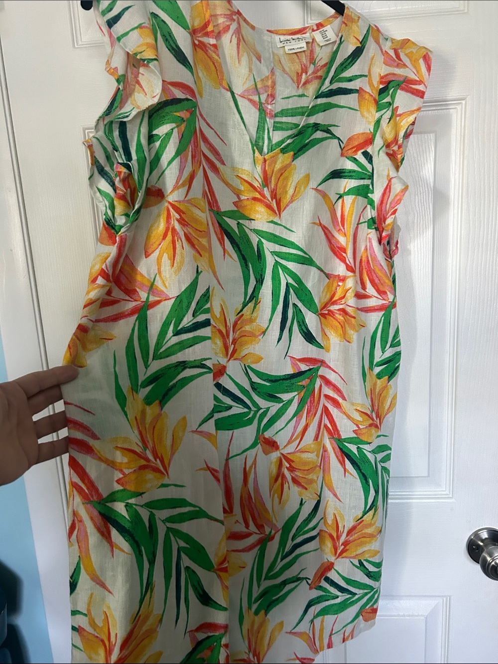 Nicole Miller Lush Tropical Floral Shift Dress in Yellow & Green